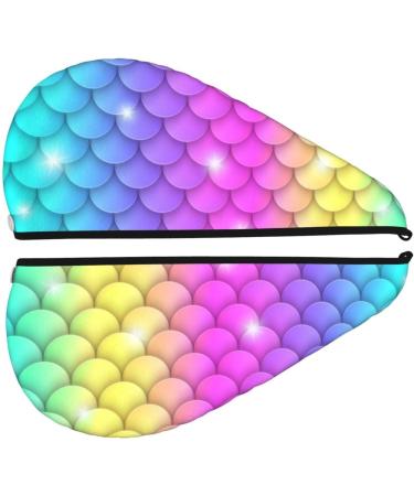 Rainbow Scales Microfiber Hair Towel Wrap - Soft Super Absorbent Coral Velvet for Long Curly & Thick Hair - Quick Dry Hair Cap for Women - Buy Online on GoSupps.com