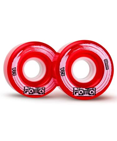 FOMOTEAM Roller Skate Wheels Outdoor or Indoor 58mm32mm 82A (Set of 8) red