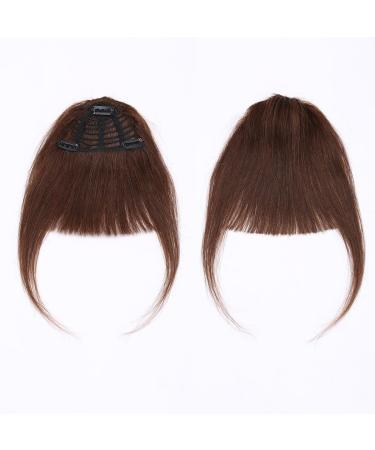 Clip in Fringe Thick Bangs Human Hair Piece #4 Medium Brown - Buy Online on GoSupps.com