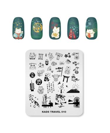 KADS Nail Art Stamping Plates Set Image Template Stencils Pattern with Stamping Plates Holder Case Organizer (TR010)
