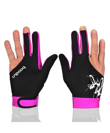 Anser M050912 Man Woman Elastic 3 Fingers Show Gloves for Billiard Shooters Carom Pool Snooker Cue Sport - Wear on The Right or Left Hand 1PCS (Pink, M)