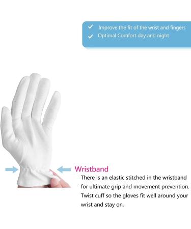 Overnight Moisturizing Gloves - Premium White Cotton for Dry & Irritated Skin - Spa Therapy for Eczema - 3 Pairs - Buy Online on GoSupps.com