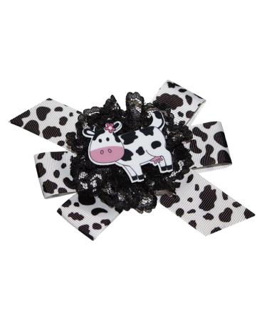 WD2U Girls Daisy Holstein Milk Cow Farm Girl Hair Bow Alligator Clip