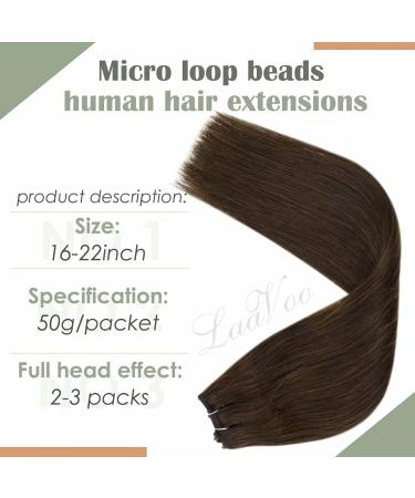Laavoo Micro Weft Extensions | Real Remy Human Hair Brown | 12-Inch Invisible Micro Bead Extensions #4 | 50g EZ Weft - Buy Online on GoSupps.com