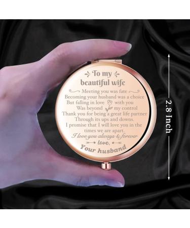 Personalized Rose Gold Compact Mirror for Wife | Unique Mother's Day Gift from Husband - Buy Online on GoSupps.com