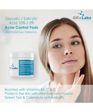 10% Glycolic/Salicylic Acid Acne Control Pads with Allantoin, Vitamins B5, C & E - Clear Skin Treatment - Buy Online on GoSupps.com
