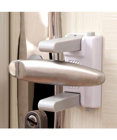 Door Lock for Children 2Pcs Door Handle Lock Without Drilling No Trace 3M Glue Temporary Lever Stopper for Bedroom Toddler and Pets Safety Proof Stick on Kitchen Bathroom or Internal Room Door-2 Pcs