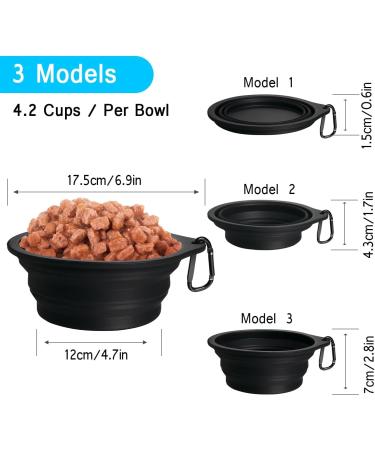 Petbonus Foldable Dog Bowls - 2 Pack Silicone Travel Water & Food Bowls for Dogs - Leak-Proof Portable with Carabiners - 1000ml Black - Buy Online on GoSupps.com