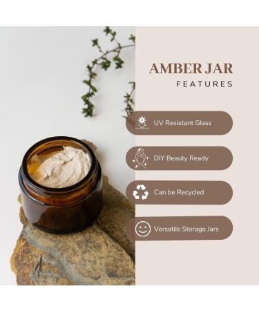 Set of 6 Amber Glass Jars - 60ml Brown Glass Container Jars for Storage with Airtight Black Lids Luxury Cosmetic Container for Candles Creams & Salves - Buy Online on GoSupps.com