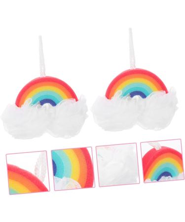 Rainbow Bath Balls & Sponges - Cute Bathroom Accessories for Kids | Minkissy 8 Pcs Shower Mesh Set - Buy Online on GoSupps.com