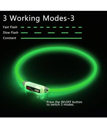 Shop Luminaire LED Dog Collar - USB Rechargeable Waterproof Adjustable | 3 Lighting Modes for Small & Medium Dogs & Cats - Green - Buy Online on GoSupps.com