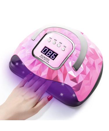 248W UV Led Nail Lamp BEENLE Upgrade 60 Led Beads Nail Dryer for Gel Polish with LCD Display Auto Sensor and 4 Timer Settings Professional Gel Curing Lamp Gel Polish Light for Home Salon (Pink)