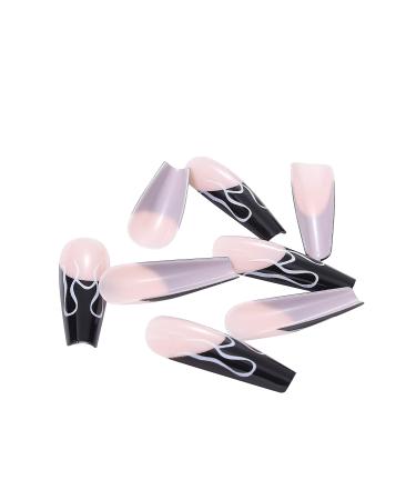 Vatocu 24-Piece Ballerina Press-On Nails - Long Red Black & White Acrylic False Nails for Women - Buy Online on GoSupps.com