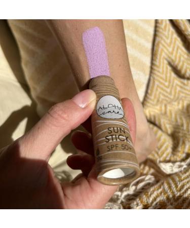  Aloha Care Aloha Sun Stick SPF 50+ | Mineral facial sunscreen for surfing | Eco Paper Stick 20 g (purple) - Buy Online on GoSupps.com