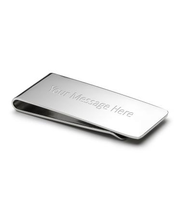 EIO Gifts Personalised Silver Plated Money Clip - Engraved With Your Custom Text