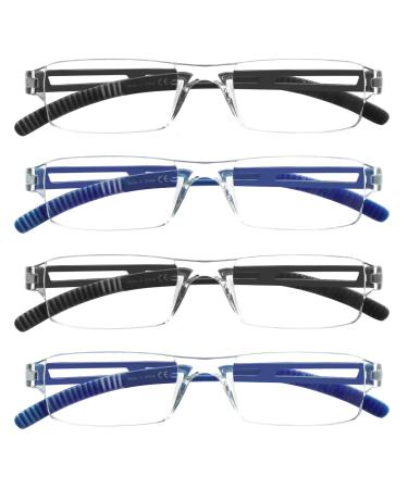 Cojwis 4 Pack frameworkless reading glasses for women and men light and comfortable anti blue light reading aid /tr90 glasses (2 black 2 blue 1.00 multiplier_x) 2 black 2 blue 1.0 x - Buy Online on GoSupps.com