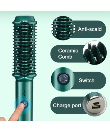 Buy Electric Hair Straightener Comb RC-208 - USB Charging Ceramic Curler (Green) | International Shipping Available - Buy Online on GoSupps.com