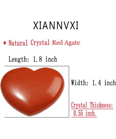 Xianvxi 45mm Red Agate Healing Crystal Heart Stone - Reiki Gemstone for Love & Fear Relief - Perfect Valentine's Day Gift - Buy Online on GoSupps.com