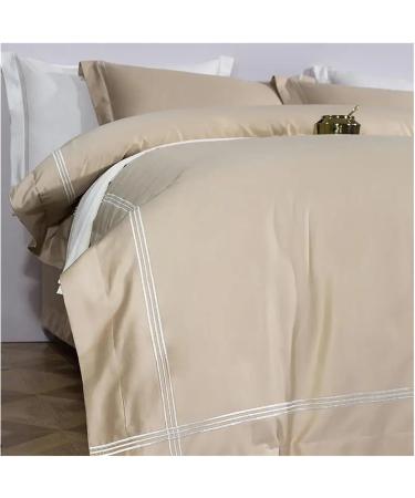 White Gray Egyptian Cotton Duvet Cover Set Embroidered 4 Piece Queen/Queen Size Bedding Bedding Sets Soft (SSS 4pcs) - Buy Online on GoSupps.com