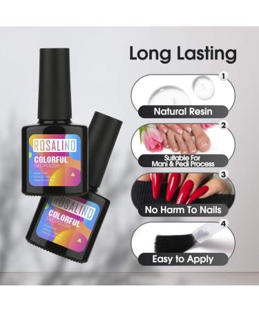 ROSALIND 6 Colors UV Gel Nail Polish Set - Candy Colors for Summer | Soak Off UV LED Cured - 10ml Collection of Nude Pink Green & Blue - Buy Online on GoSupps.com