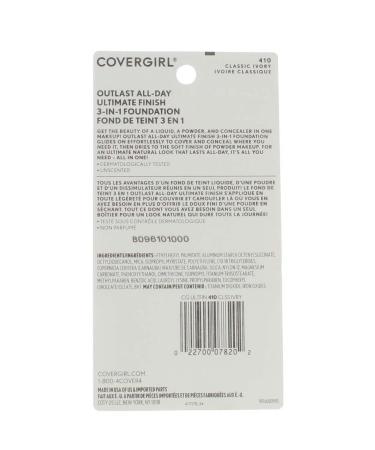 CoverGirl Ultimate Finish Liquid Powder Make Up Classic Ivory 410 - 0.40 oz (Pack of 3) - Buy Online on GoSupps.com