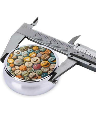 Buy Cute Smiley Face Portable Metal Pill Box | Round Mini 3-Compartment Design for Small Pills | Perfect Travel Accessory - Buy Online on GoSupps.com