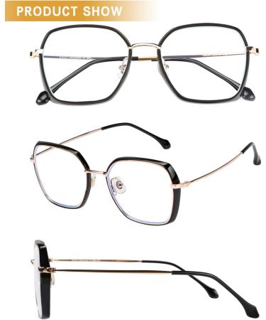 DUCO Retro Square Blue Light Glasses for Women - Oversized Ray-Ban Style Blue Ray Blocking Eyewear for Teens | Fashionable Computer Glasses Black W020 - Buy Online on GoSupps.com