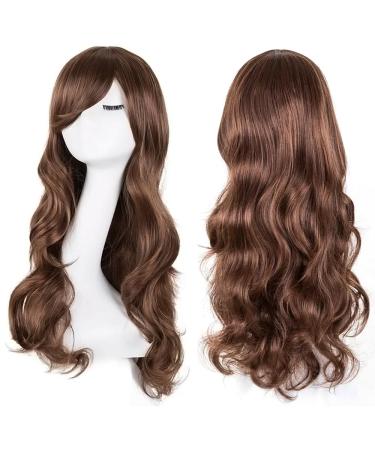 YEESHEDO 32" 80 cm Long Wavy Curly Hair Cosplay Wigs with Bangs for Women Girls Heat Resistant Synthetic Wig for Party Costume Anime Halloween (Dark Brown) - Buy Online on GoSupps.com