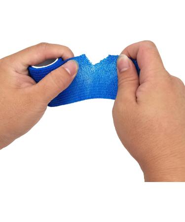 12 Rolls Self-Adhering Elastic Bandages - Sport Cohesive Fixing for Finger Wrist Ankle - 5cm x 4.5m Blue - Buy Online on GoSupps.com