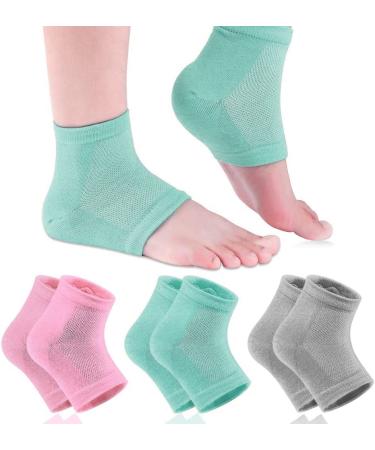 Moisturizing Gel Heel Socks for Dry Cracked Feet  Shynek 3 Pairs Spa Socks Lotion Toeless Socks for Women Dry Cracked Heel Feet Repair  Foot Care (Grey  Pink  Blue)