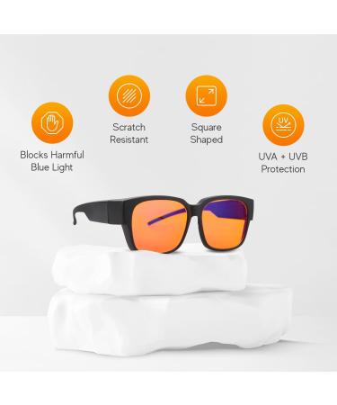 Buy Blue Light Blocking Glasses for Men & Women - Oversized Square UV Computer & Reading Glasses - 2 Pairs - Buy Online on GoSupps.com