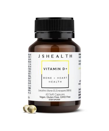 JSHealth Vitamin D3 1000iu Supplement for Healthy Muscle Function Bone and Heart Health and Immune Support 60 Capsules