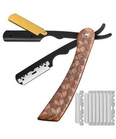 Barber Straight Razor with 100 Single Edge Blades Premium Stainless Steel Professional Shaver Razor for Men Home & Salon Grooming Using (NO.112)
