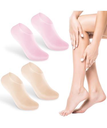 2Pairs Silicone Socks for Dry Cracked Feet Women Overnight Foot Softing Socks Gel Socks Lotion Socks Spa Socks Women's Pedicure Foot moisturizer Socks for Repairing Dry Feet Cracked Heel