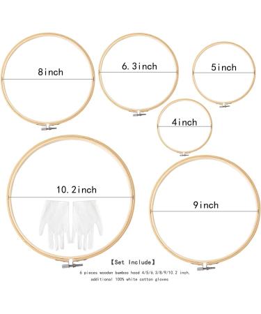 6PCS Matchne Bamboo Embroidery Hoops - 4 to 10 Inch Sizes - Easy Tighten/Loosen - Cross Stitch & Needlework Supplies - Crafts - Buy Online on GoSupps.com