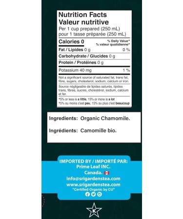 Sri Gardens Tea Pure Chamomile Tea Bags 20 count - Buy Online on GoSupps.com