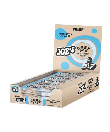 Weider Joe's Core Bar delicious protein bar with soft protein core and tender milk chocolate coating protein bar with over 31% protein sugar arm white chocolate coconut 12 x 45g
