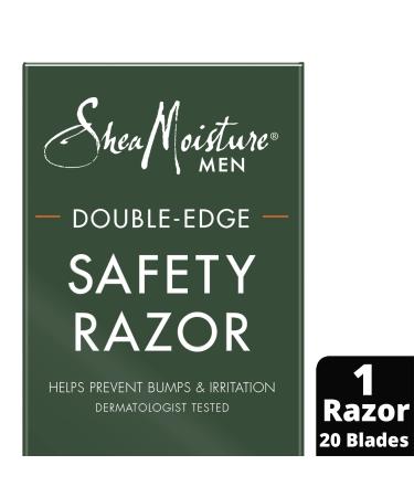 Shea Moisture Men's Double Edge Safety Razor Set | Stainless Steel Razor & 10 Platinum Blades | Perfect Dad Gifts | International Shipping - Buy Online on GoSupps.com