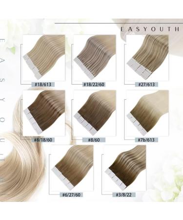 Easyouth Balayage Tape in Hair Extensions 14 Inch Brown to Blonde Ombre #6/60/6 - 20Pcs 40g Real Human Hair Invisible Tape in Extensions - Buy Online on GoSupps.com