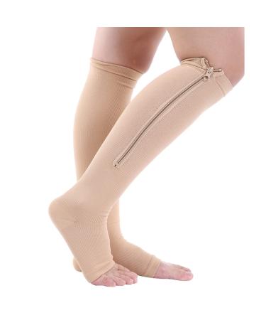 Fyearfly compression socks varicose vein relief cushions compression socks sports calf knee support varicose vein relief socks for muscle pain cramps (L/XL skin) L-XL skin