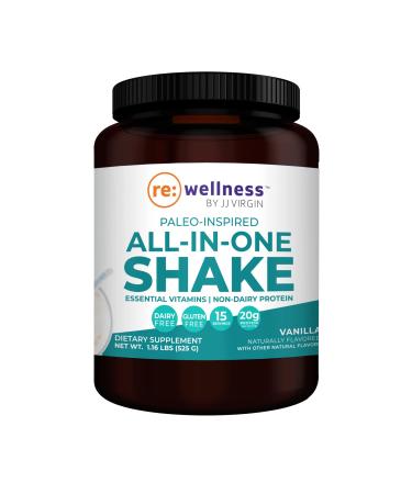 Vanilla Paleo-Inspired All-in-One Shake - Reignite Wellness by JJ Virgin - Bone Broth Protein Powder - Protein Shake with 20g Protein, Amino Acids, Vitamins, Collagen Peptides (15 Servings, 1.16 lbs) Vanilla 1.16 Pound (Pa…
