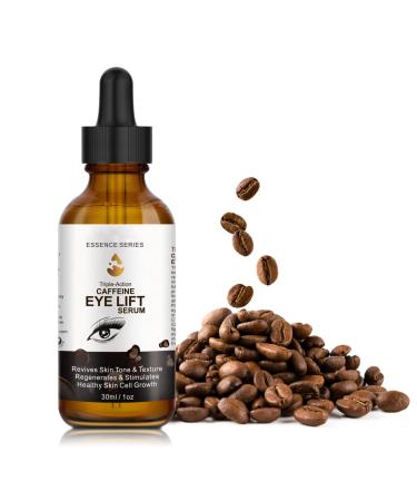Caffeine Eye Serum - with EGCG, Vitamin C, Hyaluronic Acid, Collagen, Caffeine Eye Lift Serum - Reduces Puffiness, Dark Circles, Under Eye Bags, Wrinkles and Fine Lines Around The Eyes - 1 oz / 30 ml
