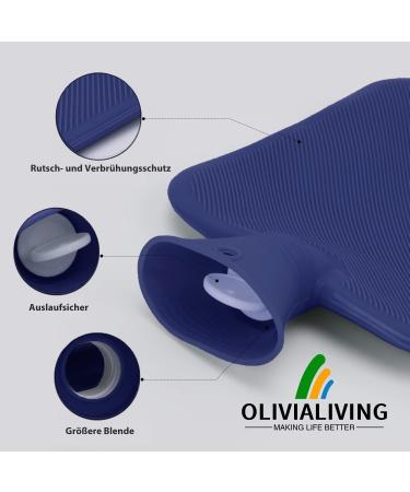 OliviaLiving 2L Hot Water Bottle Classic Striped - Reusable Hot Cold Pack for Pain Relief - Buy Online on GoSupps.com