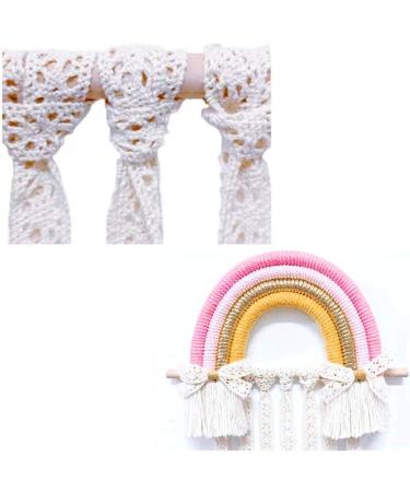 Handmade Bohemian Hair Bows Holder - Rainbow Hanger for Girls Clips - Cream Pink Organizer and Decoration - Buy Online on GoSupps.com
