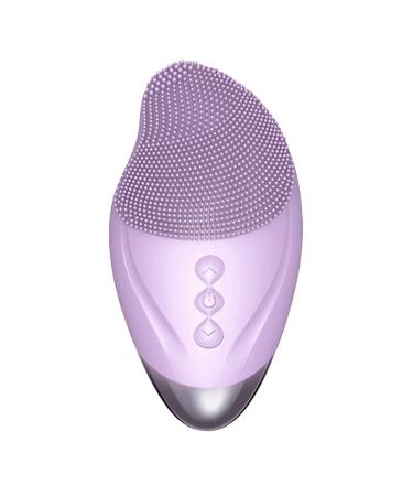 Facial Cleansing Brush | Soft Silicone Electric Exfoliator - Rechargeable Waterproof Vibrating Simple Skin Care Tools for Deep Cleansing Exfoliation & Enhances Absorption Purple (English)