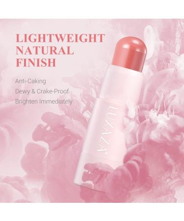 LUXAZA Cream Blush Stick for Cheeks & Lips - Natural Matte Finish | Lightweight Dewy Creme Blush for Mature Skin | Peachy-Pink Shade #01B - Buy Online on GoSupps.com