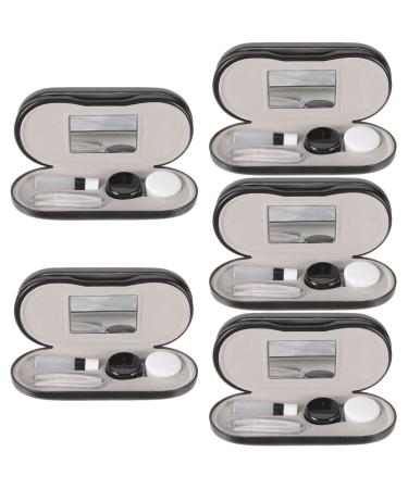 Healvian 5 sentences glasses case with double usage contact case contact case kit Double-layer glasses container Schnapps glasses Outdoor glasses organizer glasses organizer sunglasses PU
