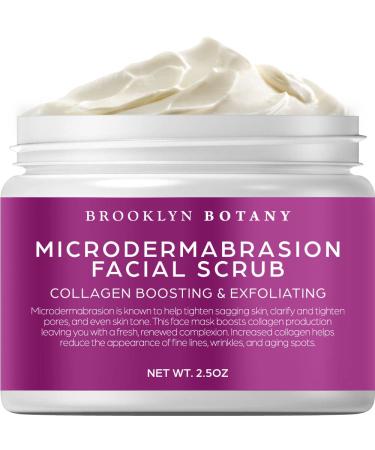 Brooklyn Botany Microdermabrasion Facial Scrub 2.5 oz – Exfoliating Face Scrub for Tightening and Brightening Skin - Face Exfoliator for Acne Scars, Wrinkles, Fine Lines and Aging Spots 2.5 Ounce (Pack of 1)