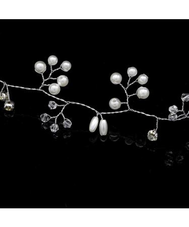 Bridal Wedding Headband - Hair Vine Headdress Sliver Pearl Hair Band Vintage Style For Women On Wedding Party Or Casual - Buy Online on GoSupps.com