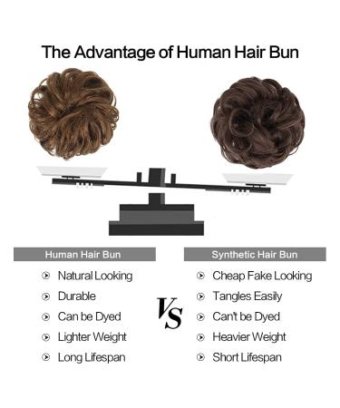 Feshfen 100% Real Hair Dutt Hair Tie Wavy Curly Hair Extensions for Women & Girls Brown 4# Perfect for Updos - Buy Online on GoSupps.com